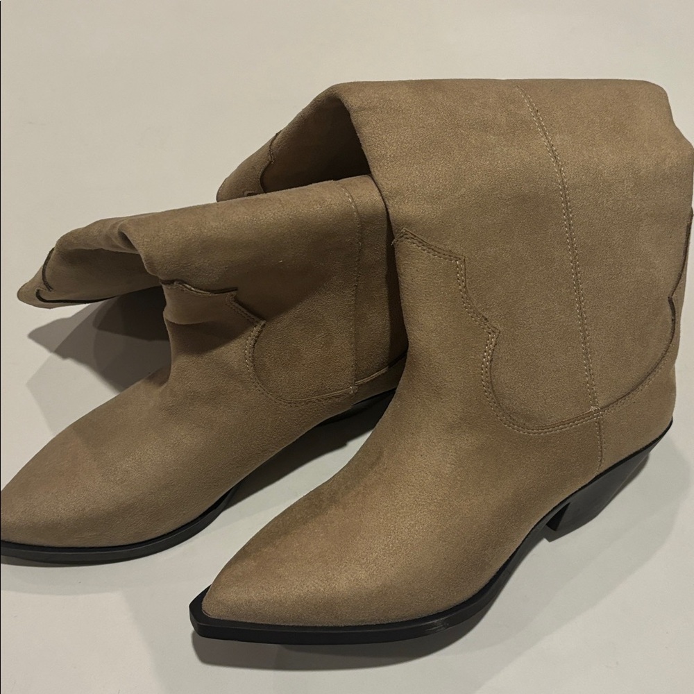 Tan Suede tall cowboy Boots
